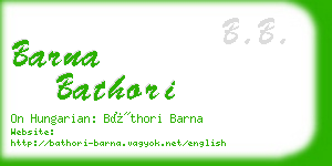 barna bathori business card